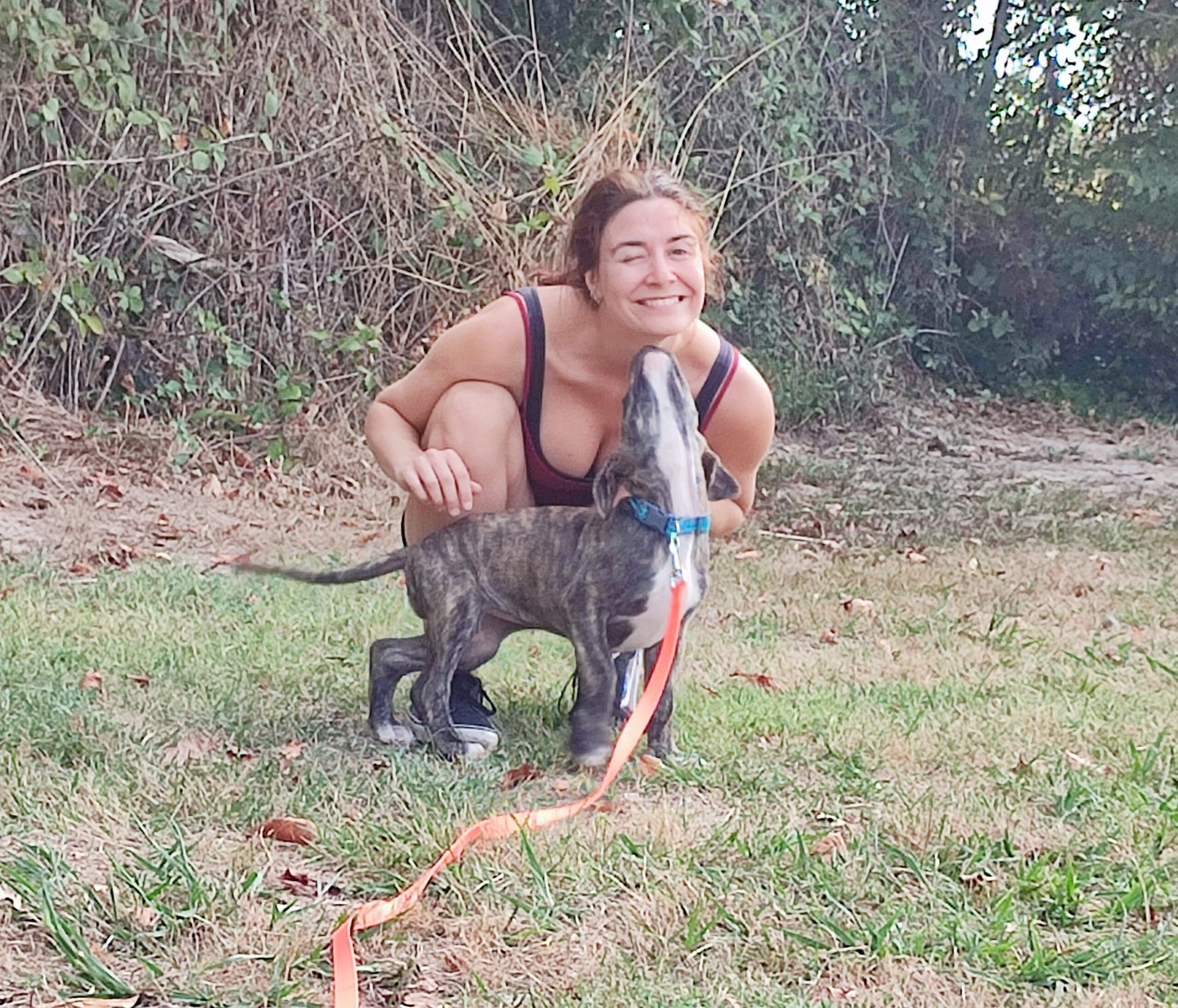 femme et son chiot